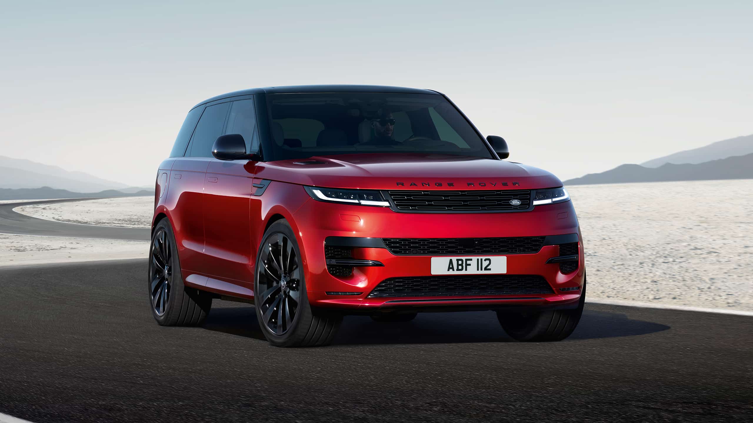 Range Rover sport running on road