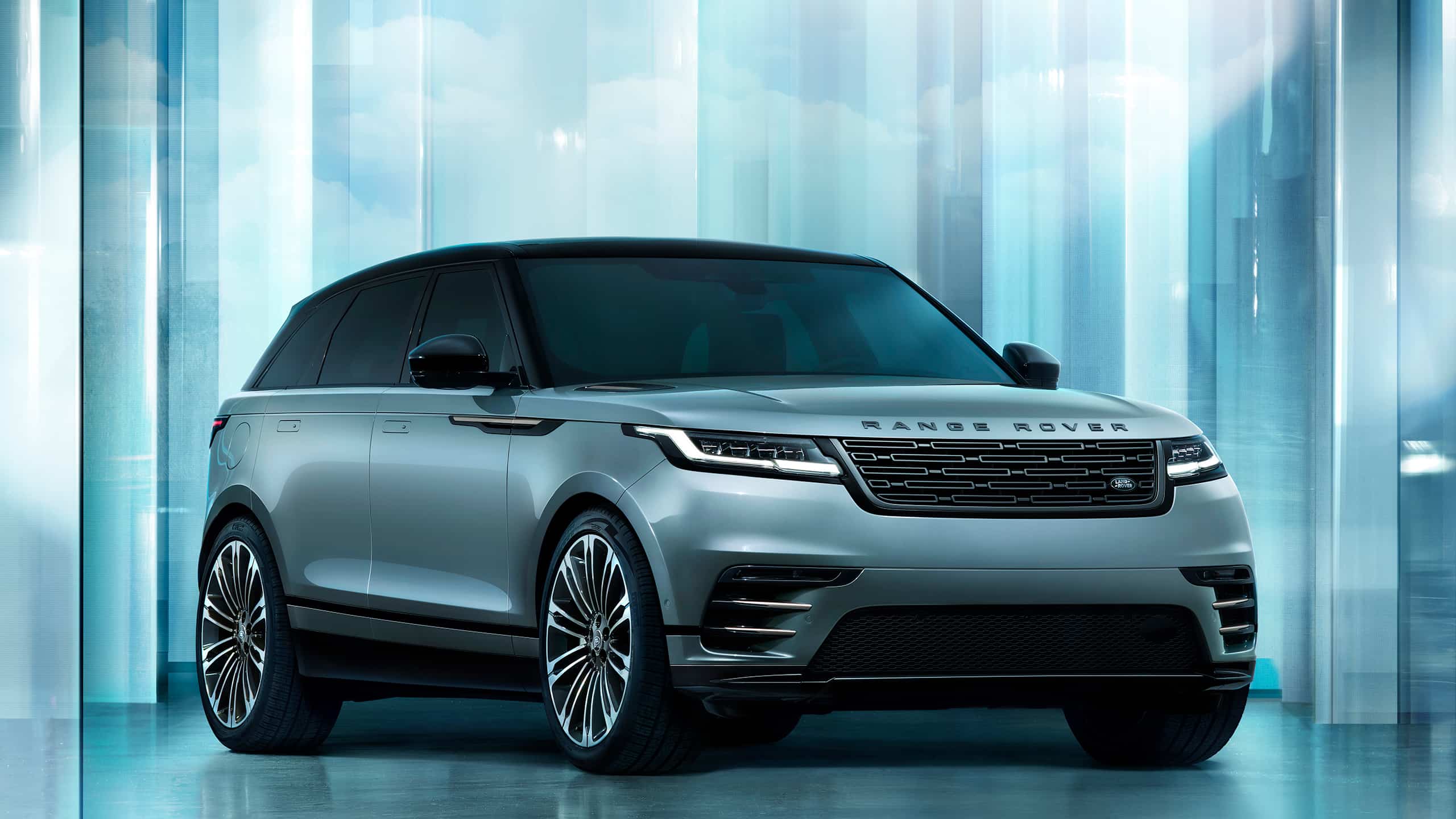 Range Rover Velar with glass background