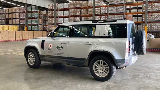 Australian Red Cross Range Rover Defender vehicle